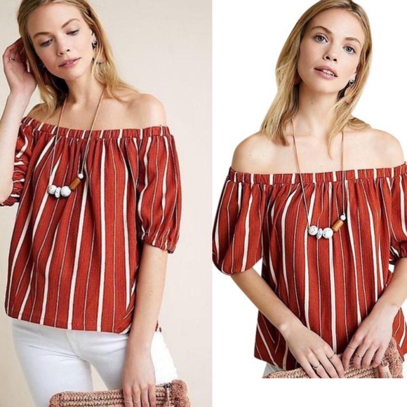 Anthropologie Tops - Anthropologie Elodie Terracotta Off the Shoulder Top